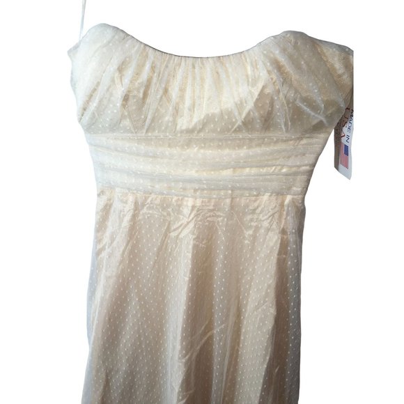 Jim Hjelm Occasions Prom Dress 80's Inspired Strapless Lace Overlay Pale Yellow - Picture 11 of 13
